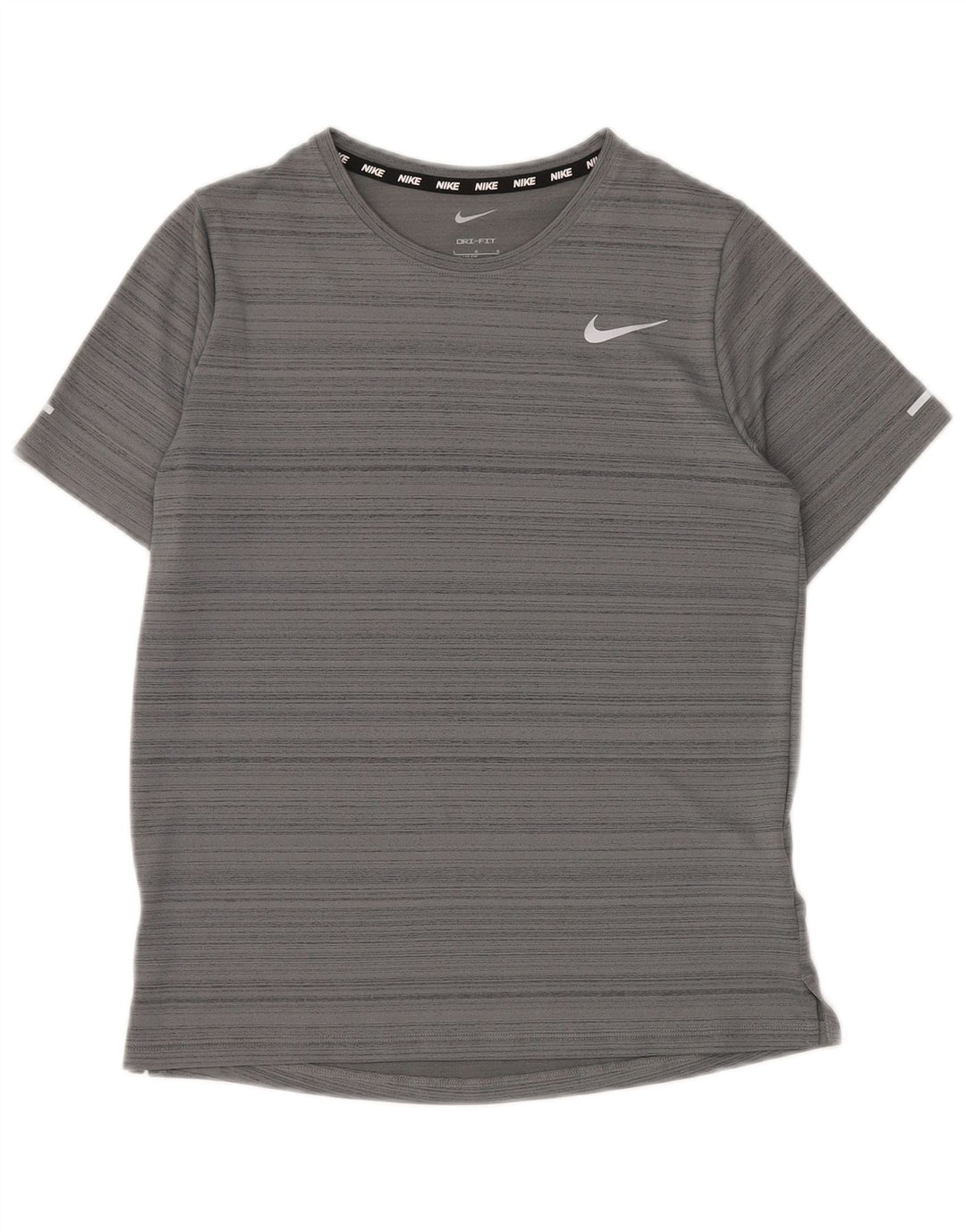 NIKE Boys Dri Fit T-Shirt Top 12-13 Years Large Grey Striped Polyester