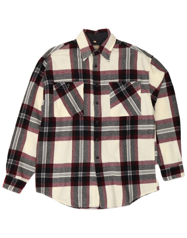 Report Mens Lumberjack Flannel Shirt Medium Burgundy Check Acrylic