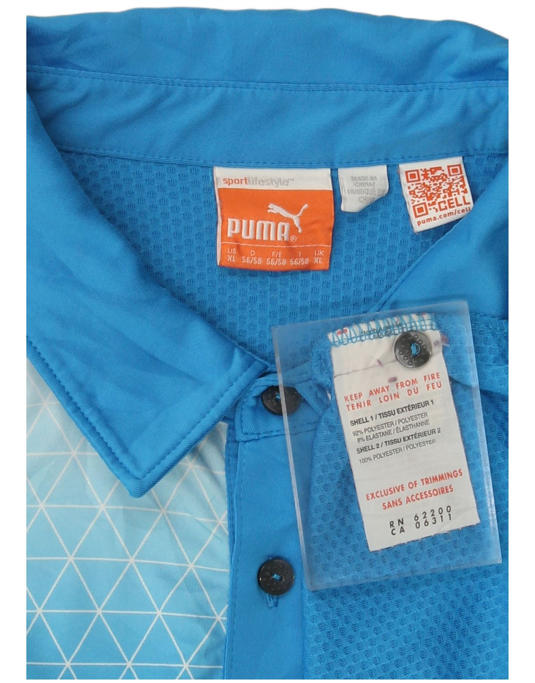 PUMA Mens Polo Shirt XL Blue Colourblock Polyester