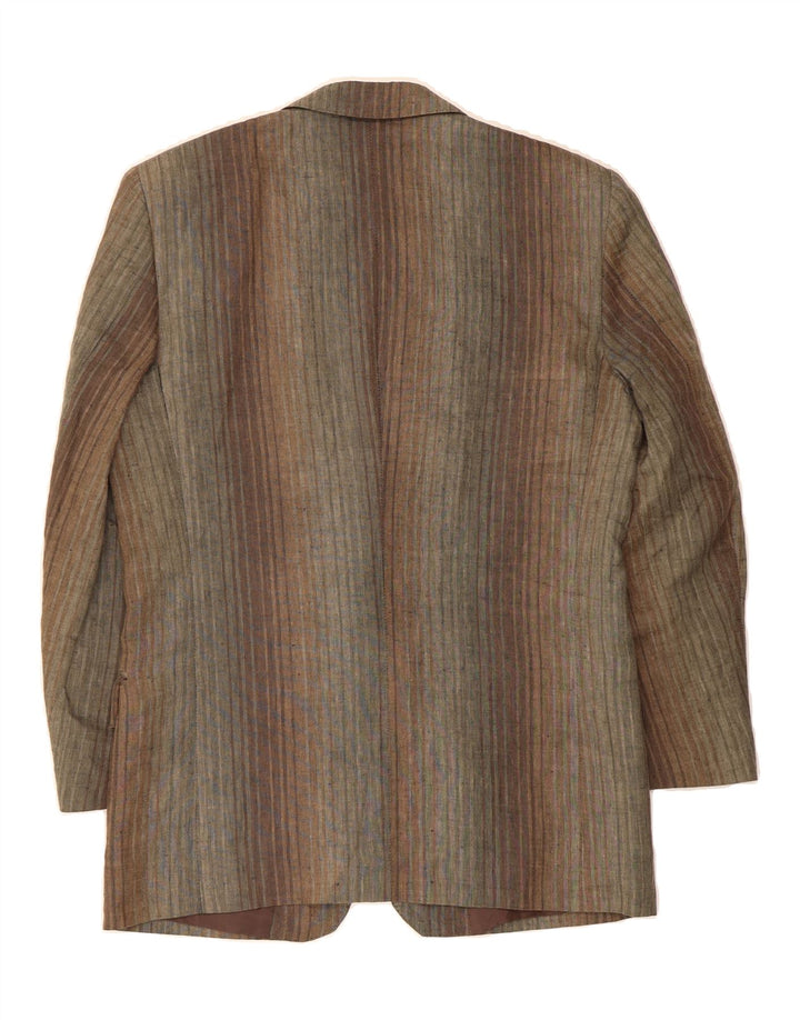 SAN REMO Mens 2 Button Blazer Jacket IT 50 Large Brown Pinstripe Linen Vintage San Remo and Second-Hand San Remo from Messina Hembry 