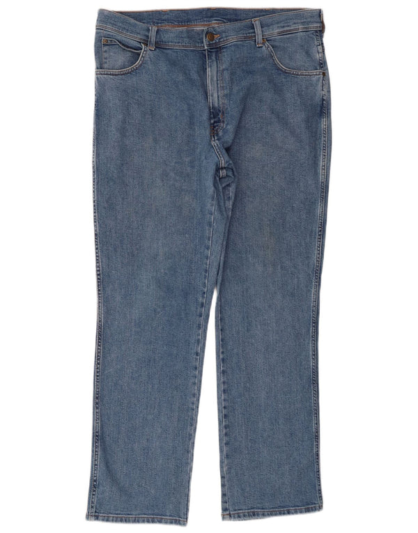 Wrangler Mens Regular Fit Straight Jeans W38 L30 Blue Cotton
