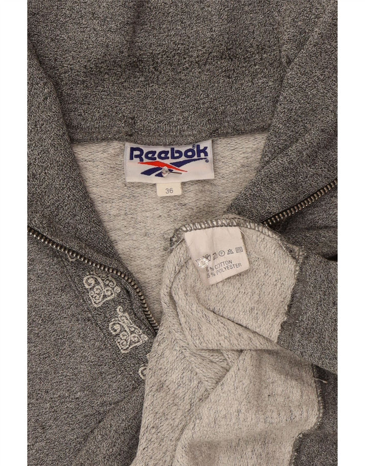 Reebok Womens Oversized Zip Neck Sweatshirt Jumper EU 36 Small Grey Cotton