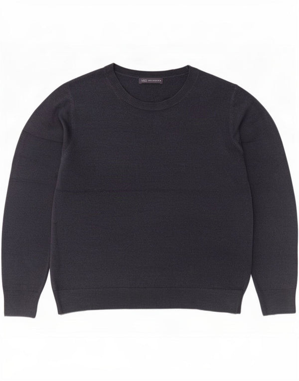Marks & Spencer Womens Boat Neck Jumper Sweater UK 16 Large Navy Blue