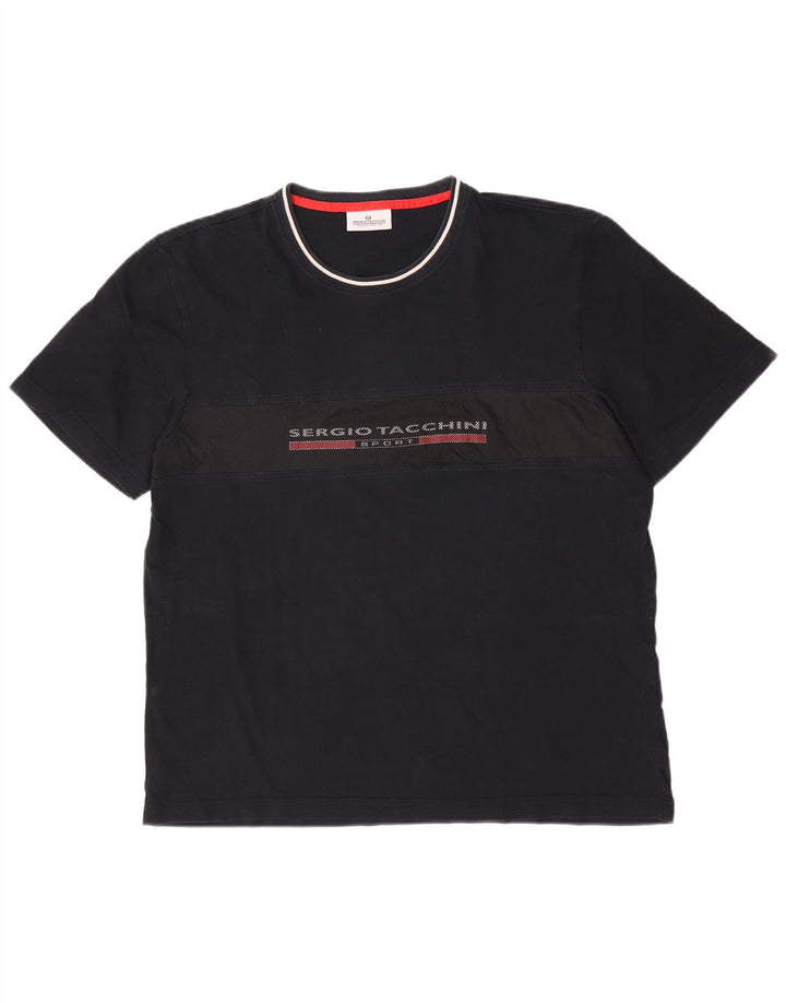Sergio Tacchini Mens Graphic T-Shirt Top 2XL Black