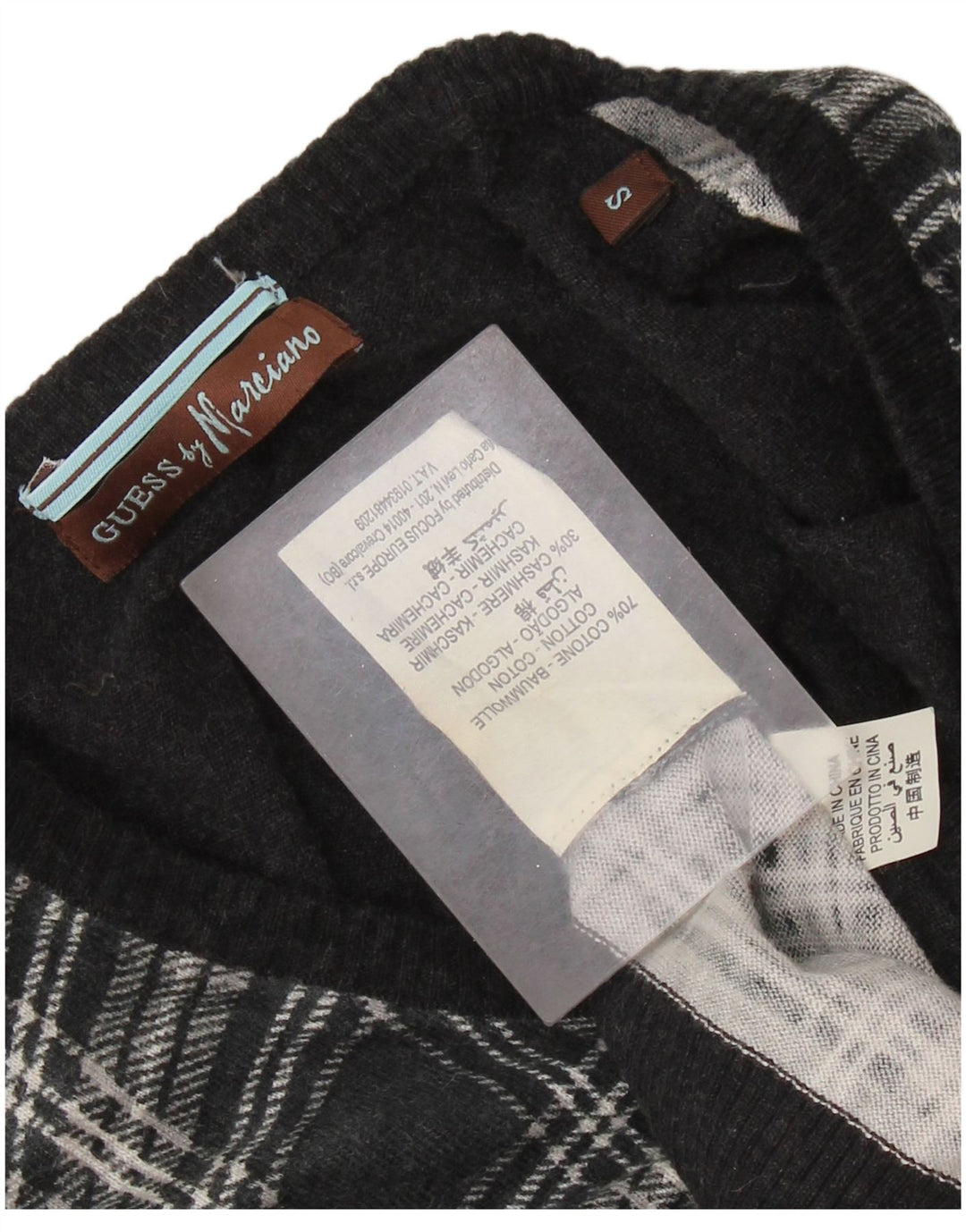 GUESS BY MARCIANO Womens V-Neck Jumper Sweater UK 10 Small Black Check