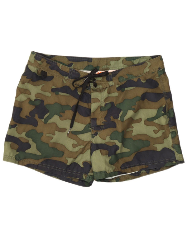 Sundek Mens Swimming Shorts Medium  Khaki Camouflage