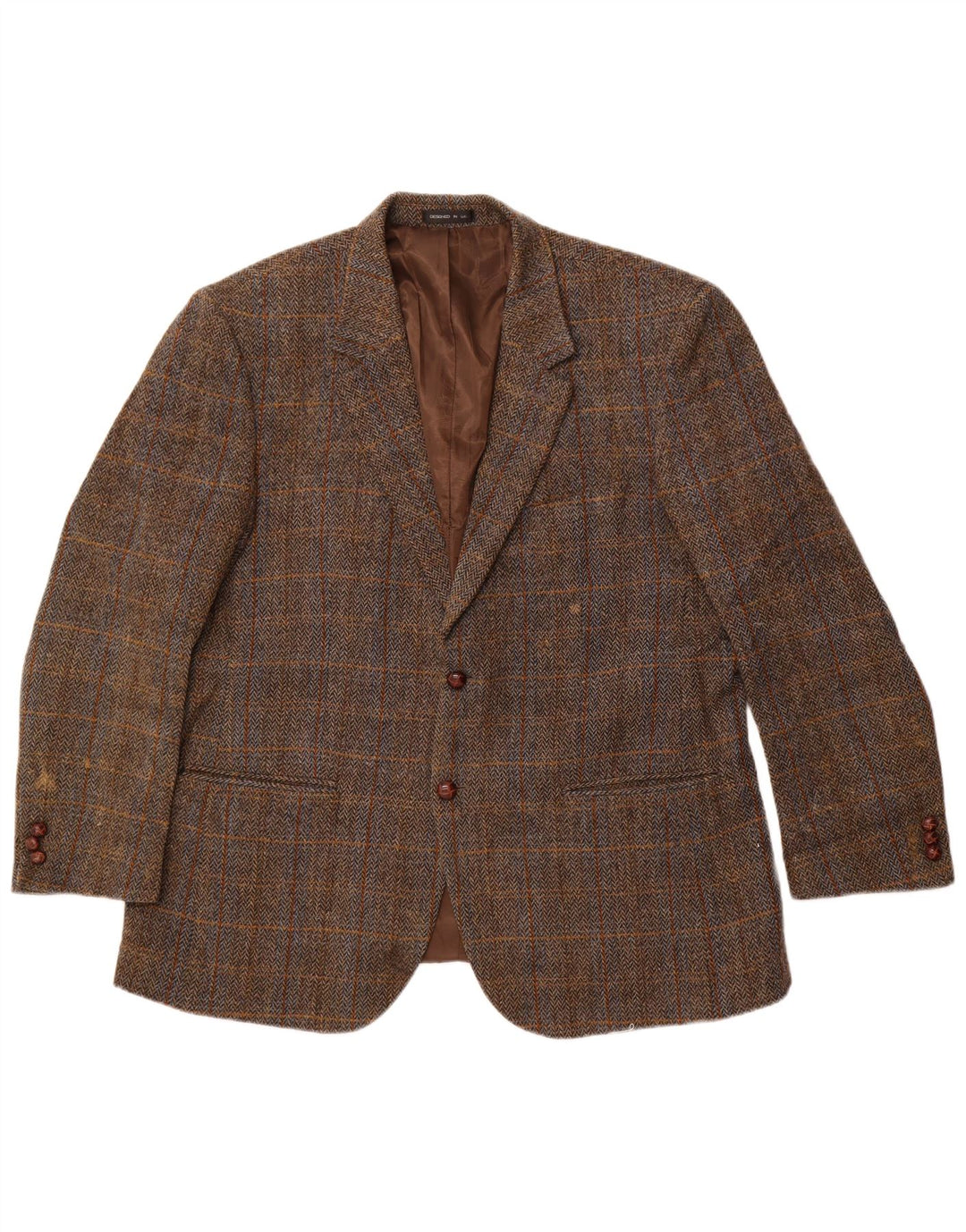 Walker and Hawkes Mens Harris Tweed Blazer Jacket IT 46 3XL Brown