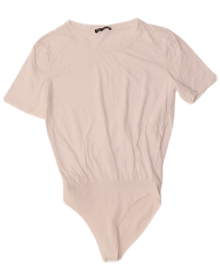 ZARA Womens Bodysuit UK 10 Small White