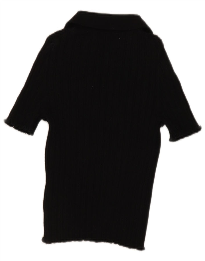 Boden Womens Polo Shirt UK 12 Medium Black Cotton