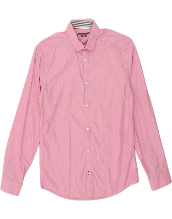 JULES Mens Fitted Shirt Size 37/38 Small Pink Cotton Vintage Jules and Second-Hand Jules from Messina Hembry 