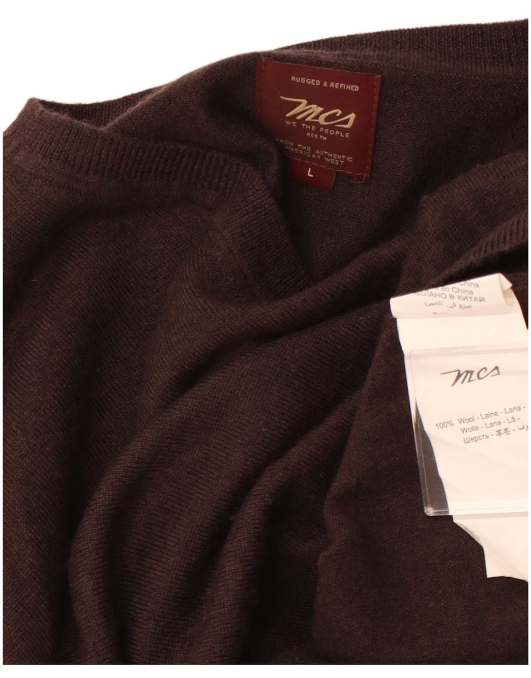 MARLBORO CLASSICS Mens V-Neck Jumper Sweater Large Brown Wool