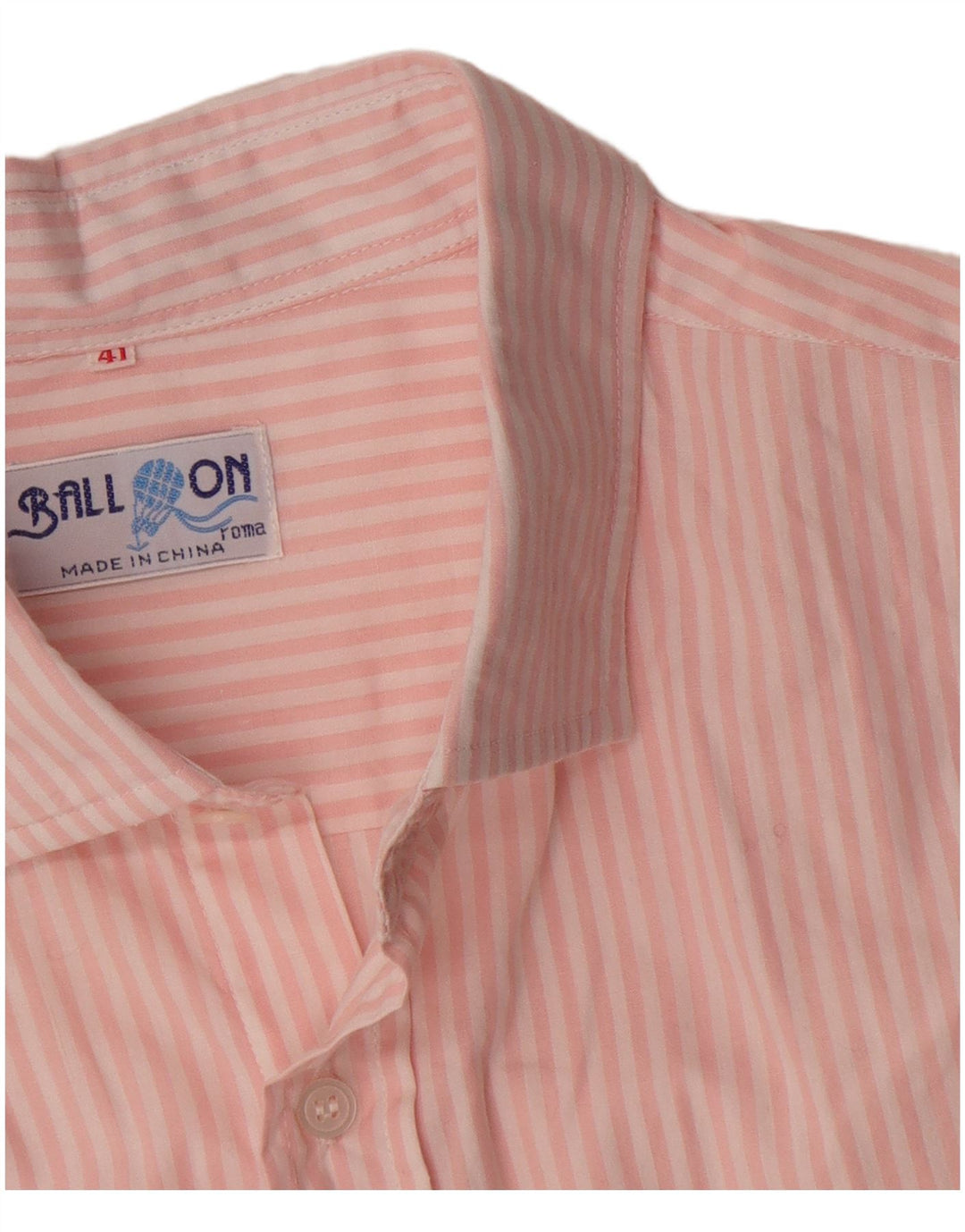 Balloon Mens Shirt Size 41 Medium Pink Striped Cotton