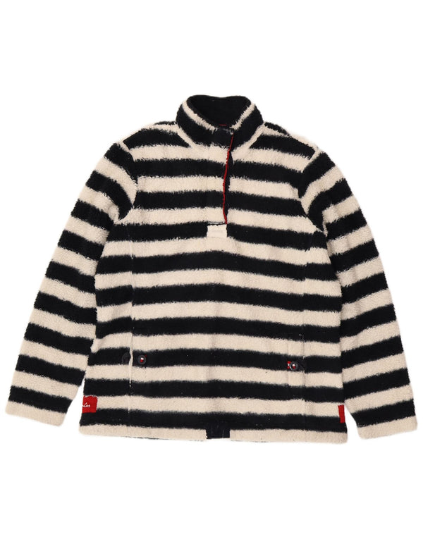 Joules Womens Oversized Fleece Jumper UK 14 Large Black Striped Polyester