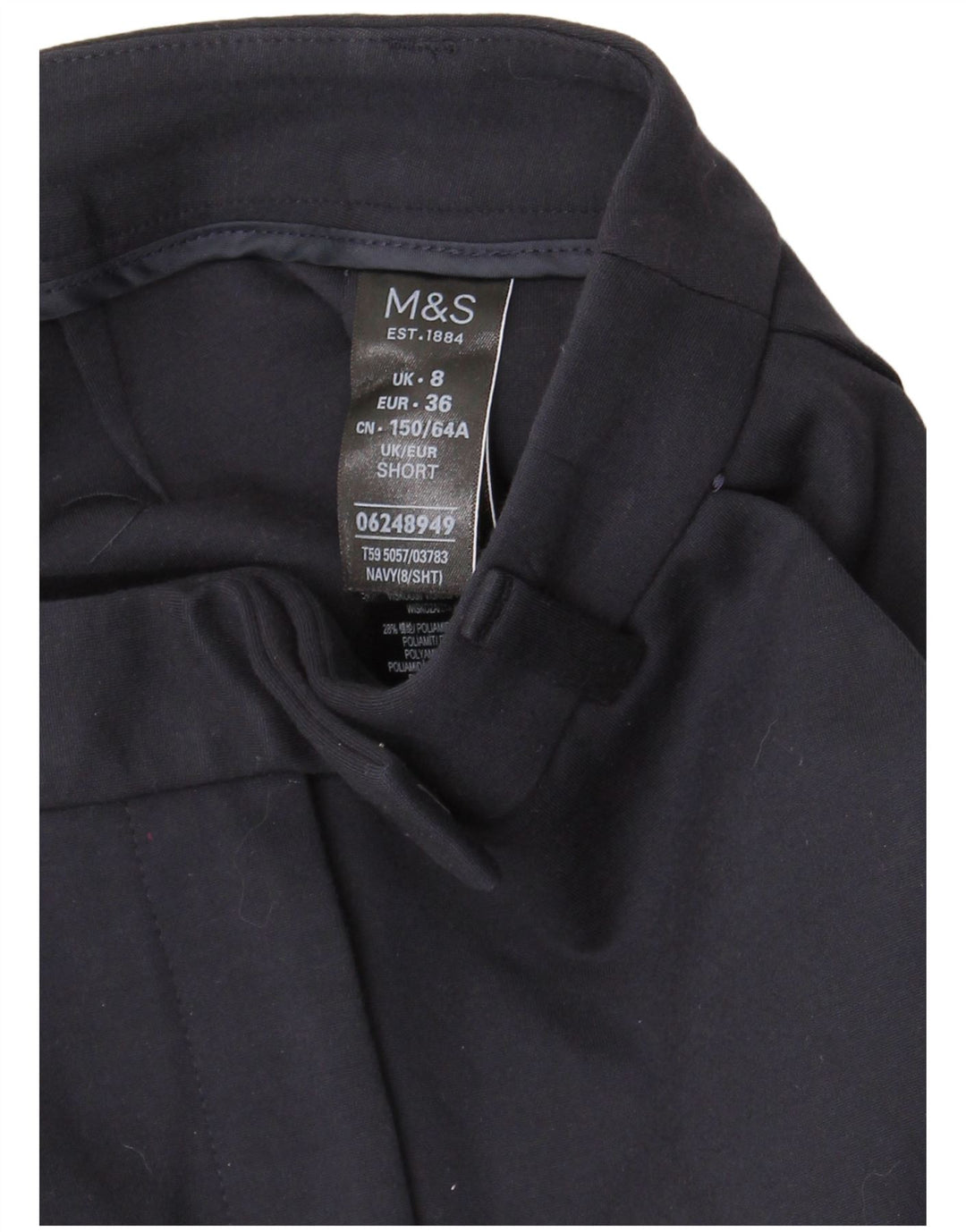 Marks & Spencer Womens Slim Suit Trousers UK 8 Small W26 L24 Navy Blue