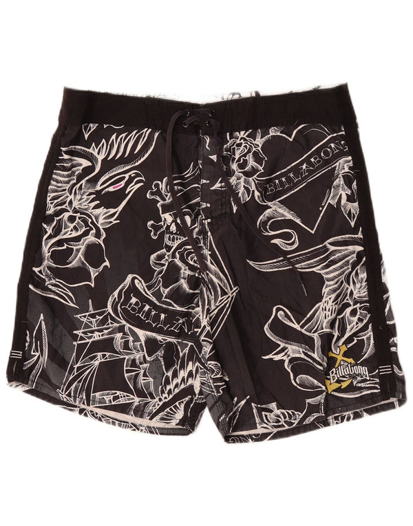 Billabong Mens Graphic Swimming Shorts Large Black Floral Polyester