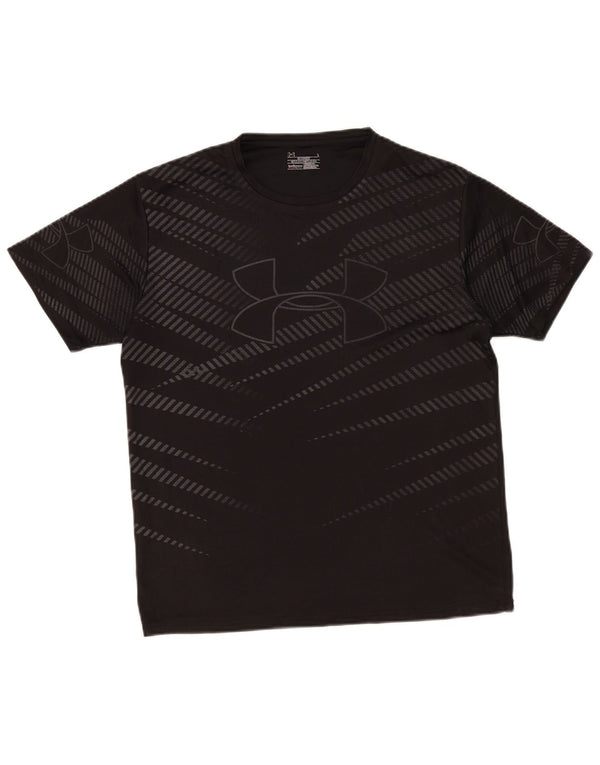 Under Armour Womens Heat Gear Graphic T-Shirt Top UK 16 Large Black Striped