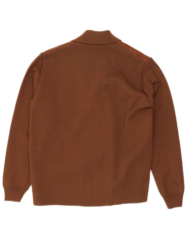 Vintage Mens Cardigan Sweater Small Brown