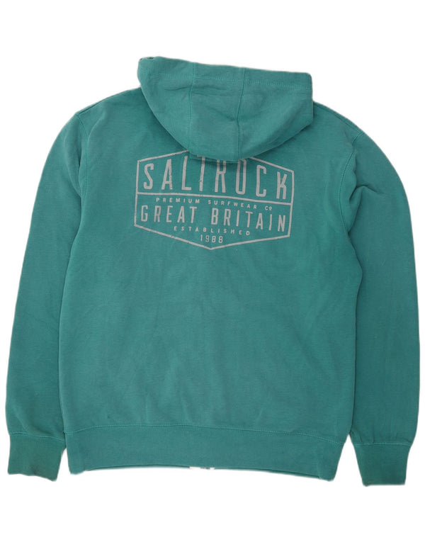 Saltrock Mens Graphic Zip Hoodie Sweater XL Turquoise Cotton