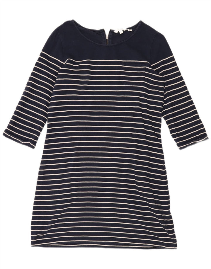 FAT FACE Womens 3/4 Sleeve A-Line Dress UK 10 Small Navy Blue Striped