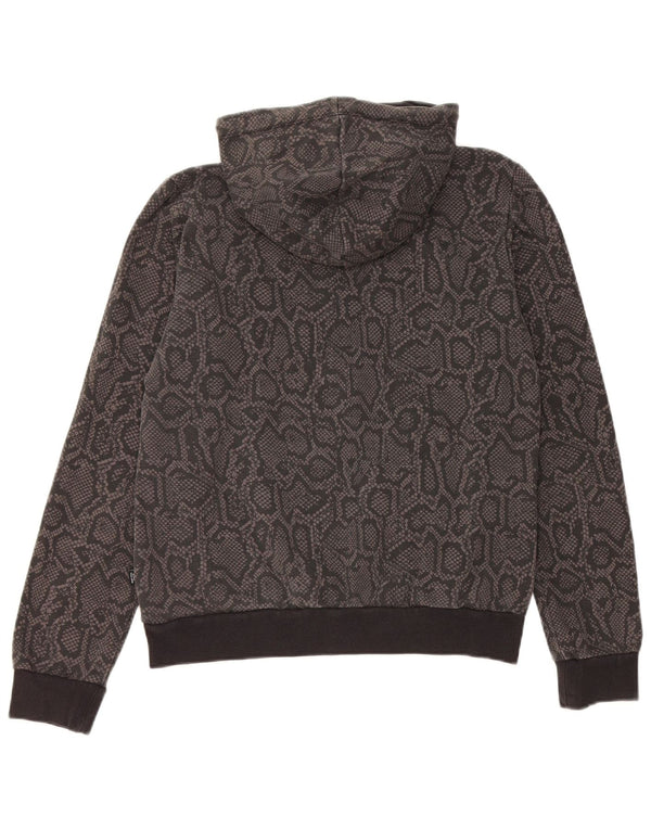 Puma Womens Graphic Hoodie Jumper UK 14 Medium Grey Animal Print Cotton