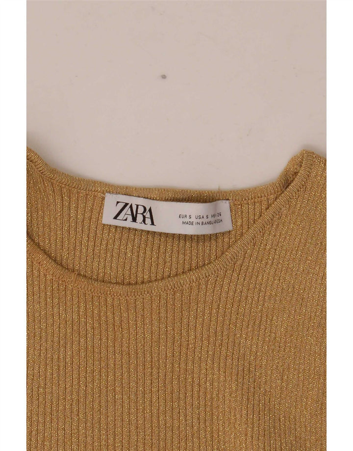 Zara Womens Crop Vest Top UK 8 Small Beige