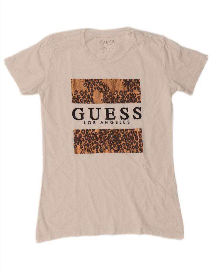 Guess Womens Graphic T-Shirt Top UK 10 Small White