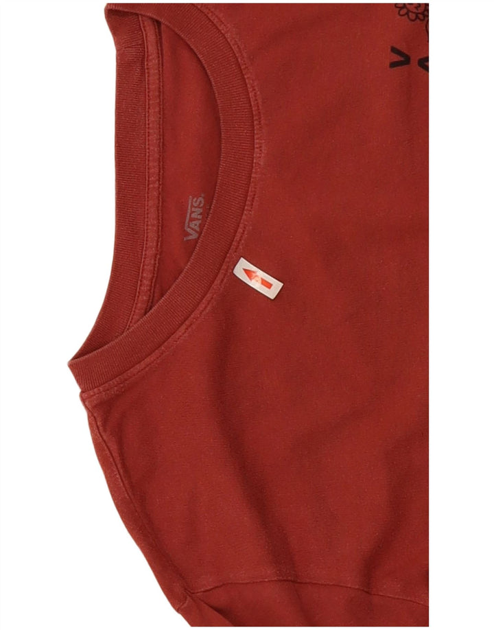 Vans Mens Graphic Top Long Sleeve Large Red Cotton