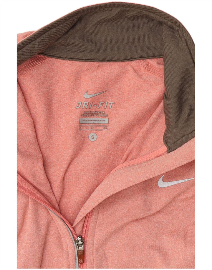 Nike Womens Dri Fit Zip Neck Pullover Tracksuit Top UK 10 Small Pink