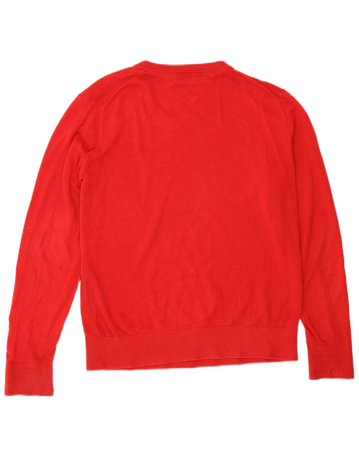 Tommy Hilfiger Mens V-Neck Jumper Sweater Small Red