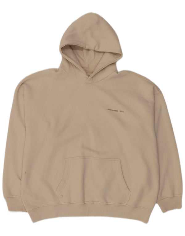 Abercrombie & Fitch Mens Hoodie Jumper XL Beige Cotton