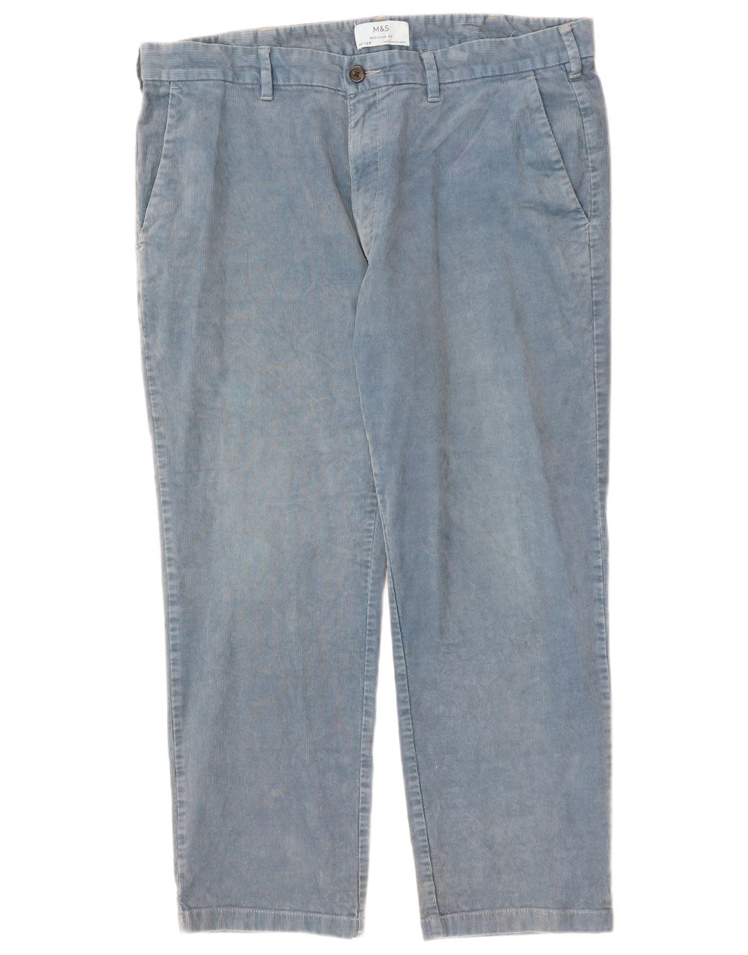 MARKS & SPENCER Mens Straight Corduroy Trousers W40 L29 Blue