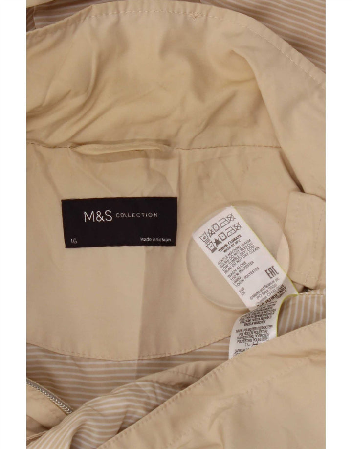 Marks & Spencer Womens Hooded Rain Jacket UK 16 Large Beige Polyester