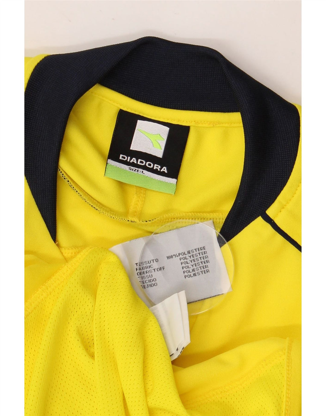DIADORA Mens Top Long Sleeve Large Yellow Colourblock Polyester