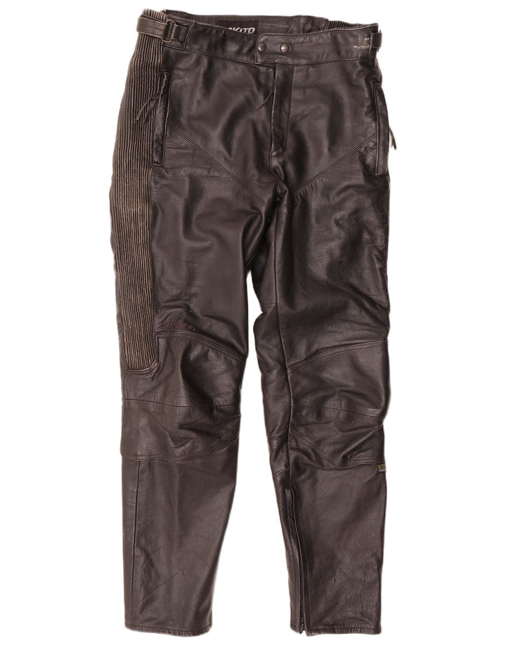 Akito Mens Tapered Leather Trousers IT 46 Small W32 L32 Black