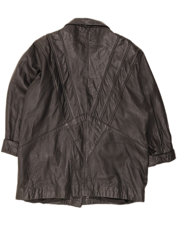 Vintage Womens Leather Jacket IT 48 XL Black Leather