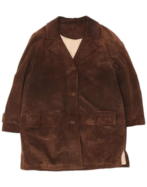 Vintage Womens Oversized Suede Windbreaker Coat UK 18 XL Brown