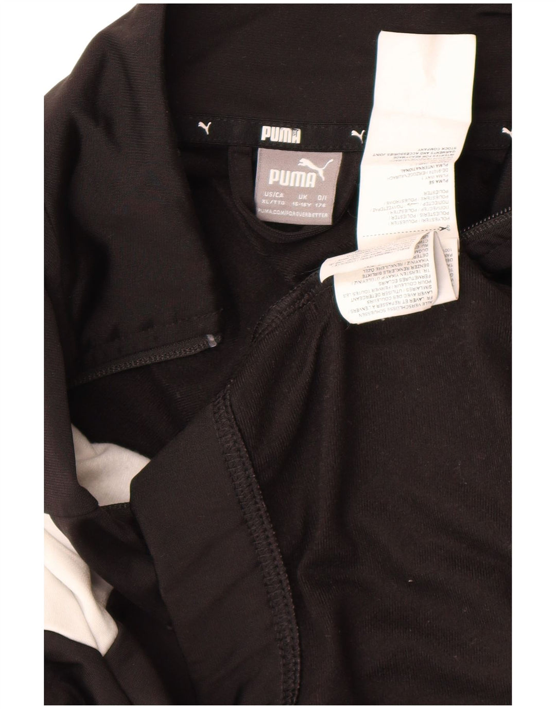 Puma Boys Tracksuit Top Jacket 15-16 Years Black Colourblock Polyester