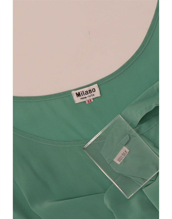 Vintage Womens Sleeveless Blouse Top IT 44 Medium Green Silk
