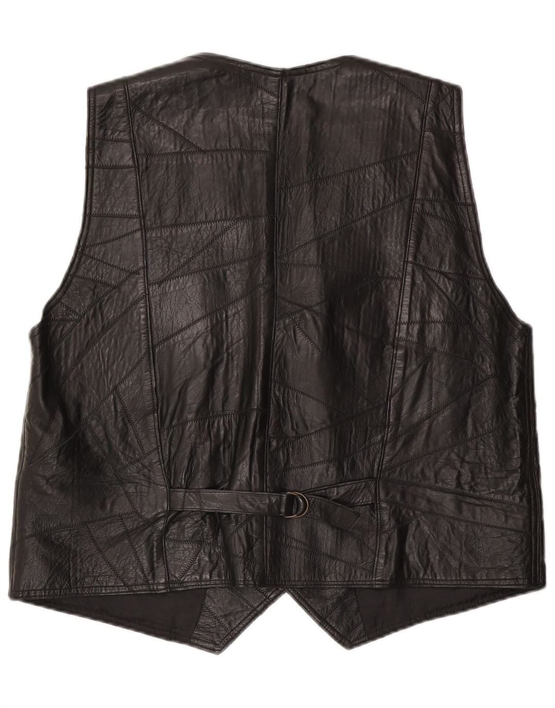 Vintage Mens Leather Waistcoat Large Black