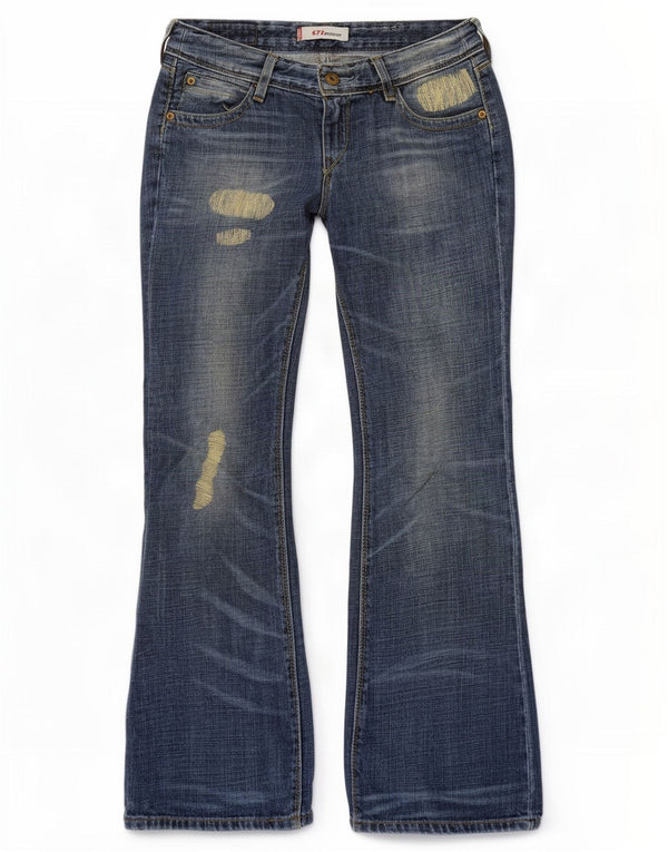 Levi's Womens 572 Low Waist Distressed Bootcut Jeans W28 L30 Blue Cotton