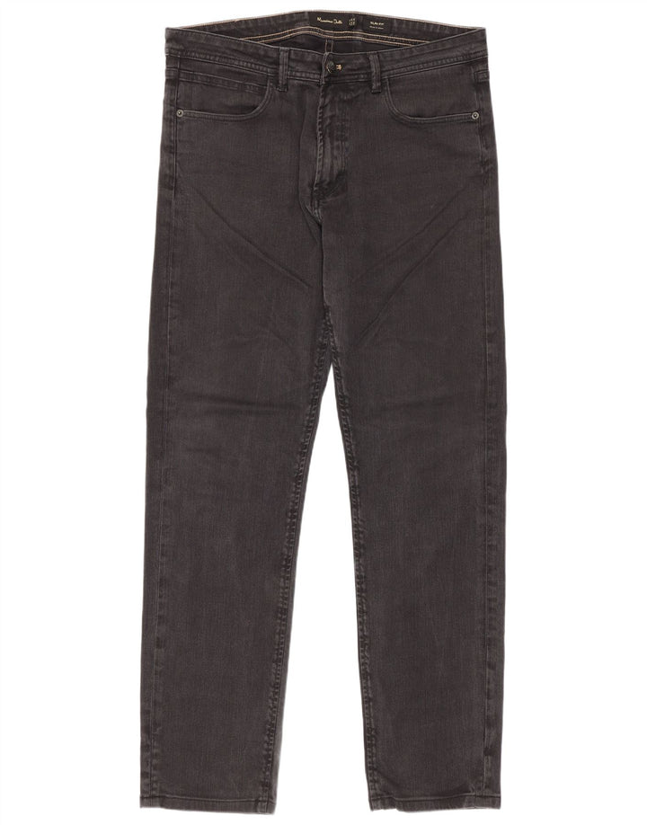 Massimo Dutti Mens Slim Jeans EU 42 Large W32 L30 Grey Cotton