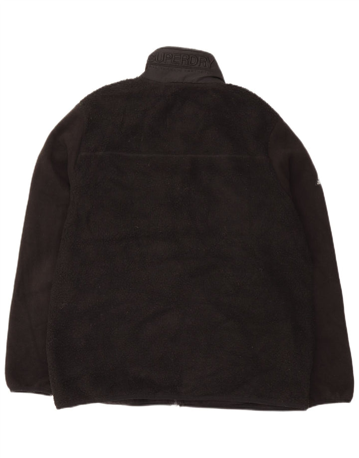 Superdry Mens Fleece Jacket UK 44 2XL Black Polyester