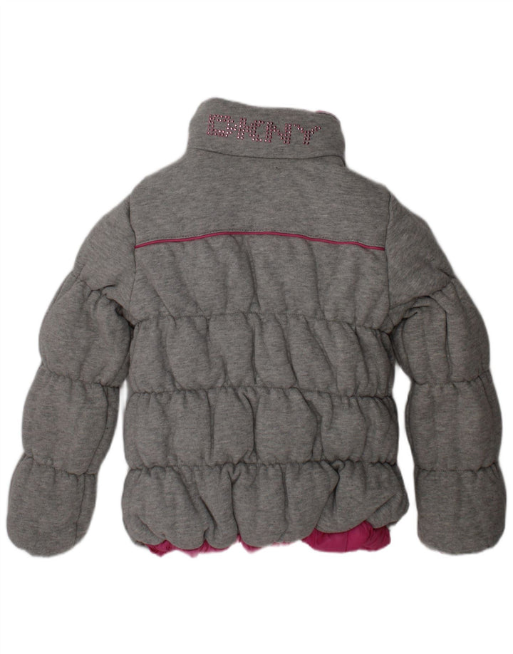 Dkny Girls Hooded Reversible Padded Jacket 4-5 Years Pink Polyester