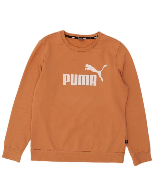 Puma Womens Graphic Hoodie Jumper UK 14 Medium Orange Cotton