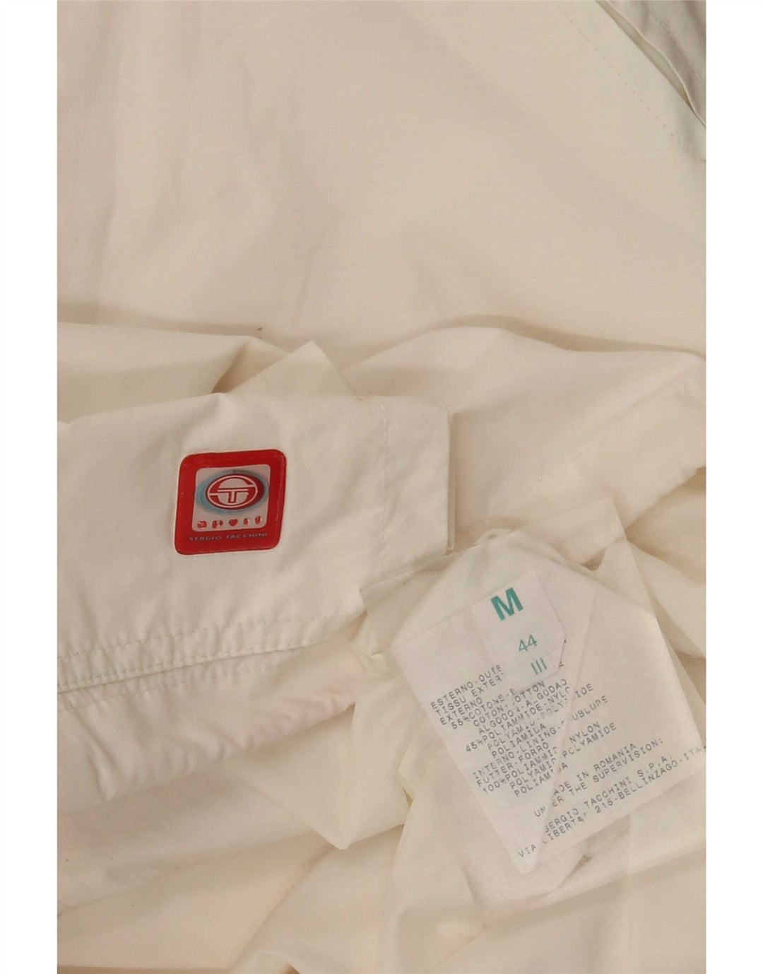 Sergio Tacchini Womens Windbreaker Jacket UK 14 Medium White Cotton