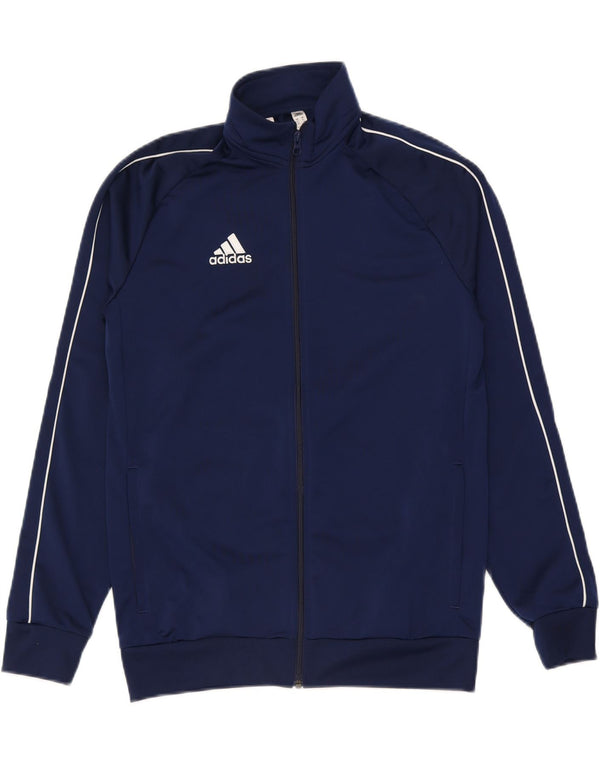 Adidas Boys Tracksuit Top Jacket 15-16 Years Navy Blue Polyester