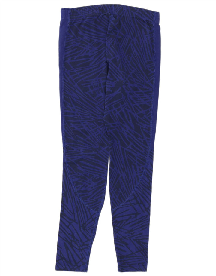 Nike Womens Leggings UK 12 Medium Blue Geometric Cotton