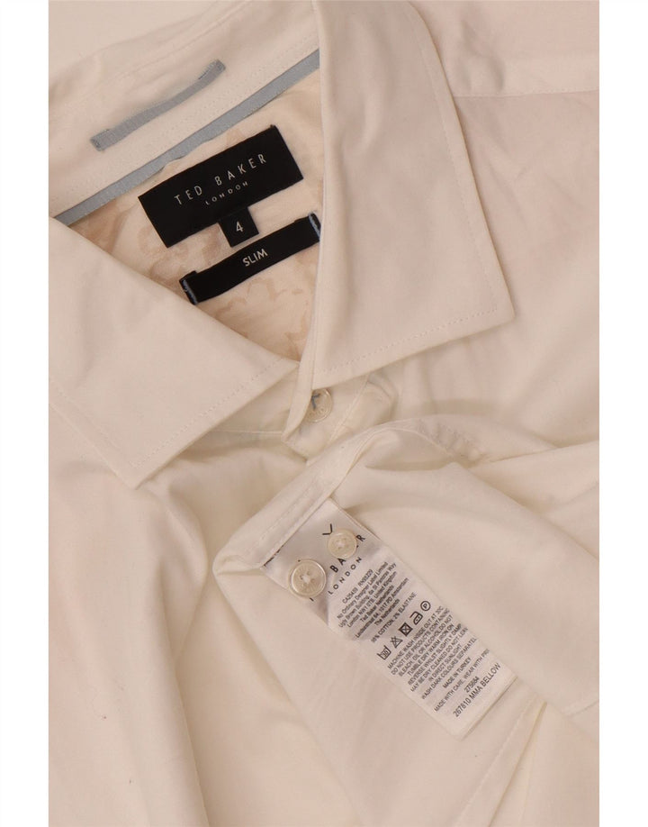 Ted Baker Mens Slim Fit Shirt Size 4 Large White Cotton