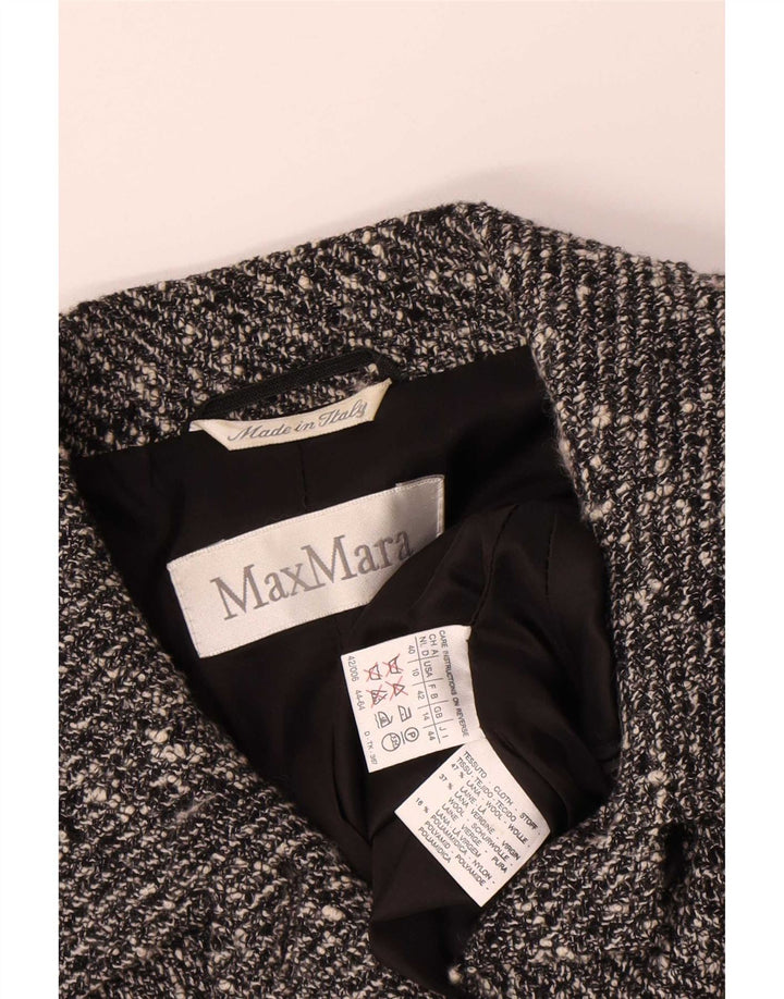 Max Mara Womens Crop 4 Button Blazer Jacket UK 14 Medium Grey Flecked Wool
