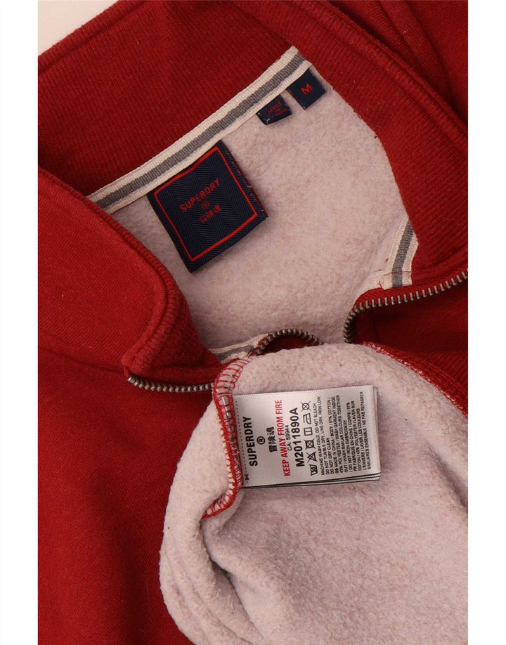 Superdry Mens Zip Neck Sweatshirt Jumper Medium Red Cotton